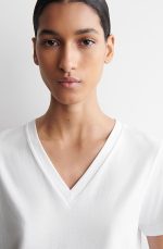 Cotton V-Neck T-Shirt White - Image 3