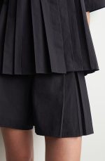 Cotton Pleated Shorts Navy - Image 3