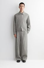 Linen Wide-Leg Trousers Gray