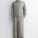 Linen Wide-Leg Trousers Gray