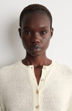 Linen Round-Neck Cardigan Cream - Image 3