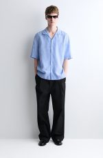 Linen Short-Sleeve Shirt Blue - Image 2