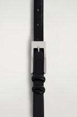 Long Buckle Leather Belt Black - Image 3