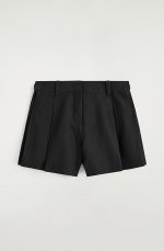 Linen Pleated Shorts Black - Image 4