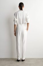 Linen Straight Trousers White - Image 3