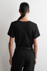 Cotton V-Neck T-Shirt Black - Image 3