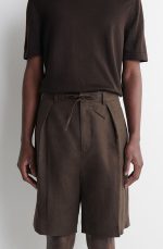 Linen Drawstring Shorts Brown - Image 2