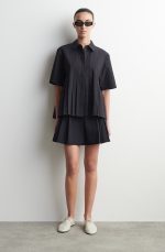 Cotton Pleated Shorts Navy - Image 2