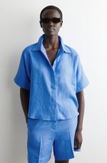 Linen Collared Shirt Blue