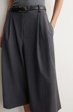 Wool Wide-Leg Pants Gray - Image 3