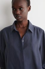 Silk Shirt Navy - Image 3