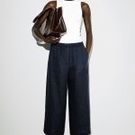 Linen Wide-Leg Pants Navy