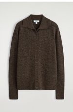 Wool Collared Cardigan Brown - Image 4