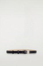 Long Buckle Leather Belt Black - Image 4
