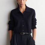 Wool Collared Cardigan Navy