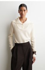 Slim Layered Wool Knitwear Ivory White