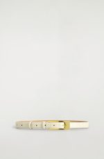 Long Buckle Cow Leather Belt White