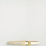 Long Buckle Cow Leather Belt White