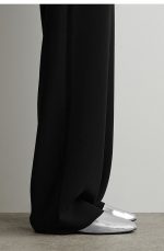 Leather Ballet Flats In Silver - Image 3