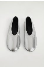 Leather Ballet Flats In Silver