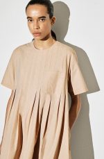 Round-Neck Dress Beige - Image 3
