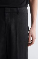 Linen Straight Trousers Black - Image 3