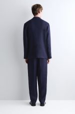 Linen Tapered Pants Navy - Image 3