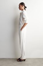 Linen Straight Trousers White - Image 2