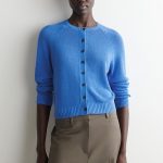Linen Round-Neck Cardigan Blue