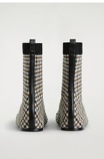 Plaid Knitted Sock Boots In Camel Color - Image 4