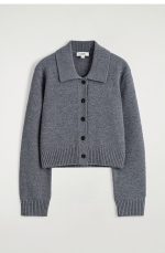 Wool Collared Cardigan Gray - Image 4