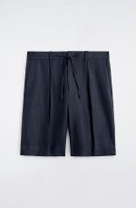 Linen Drawstring Shorts Navy - Image 4