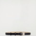 Long Buckle Leather Belt Black