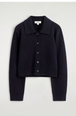 Wool Collared Cardigan Navy - Image 4