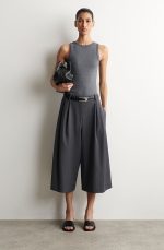 Wool Wide-Leg Pants Gray