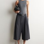 Wool Wide-Leg Pants Gray