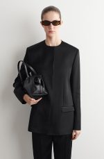 Round-Neck Blazer Black