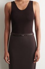 Double Loop Cow Leather Belt Dark Brown - Image 3