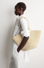 Woven Tote Bag Beige - Image 3