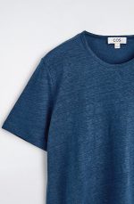Linen Round-Neck T-Shirt Navy - Image 4