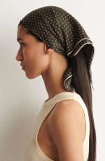 Polka Dot Silk Scarf Brown/khaki - Image 3