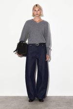 Casual High Waist Denim Denim Indigo Blue - Image 2