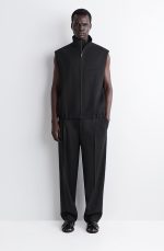 Wool Mock-Neck Vest Black