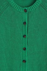 Linen Round-Neck Cardigan Green - Image 4