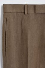 Linen Tapered Trousers Khaki - Image 4