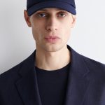 Washed Textured Linen Baseball Cap In Deep Navy Blue