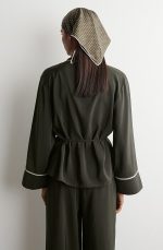Lace-Up Cardigan Green - Image 2