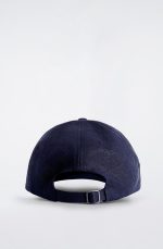 Washed Textured Linen Baseball Cap In Deep Navy Blue - Image 4