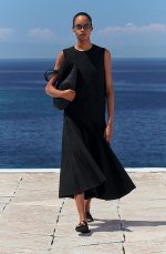 Linen Pleated Dress Black