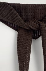 Cut Out Knitted Triangle Scarf Dark Brown - Image 4